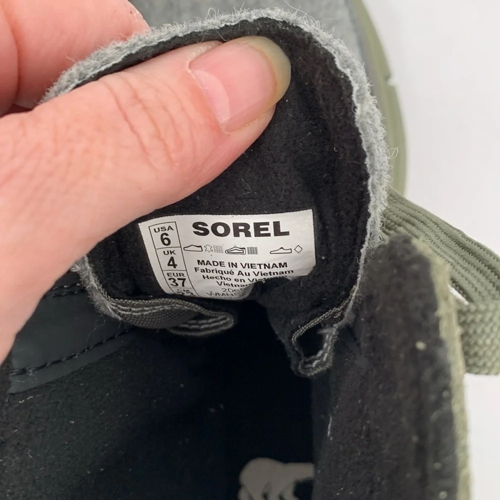 Sorel Explorer II Joan winter waterproof ankle boots olive green gray tie new 6